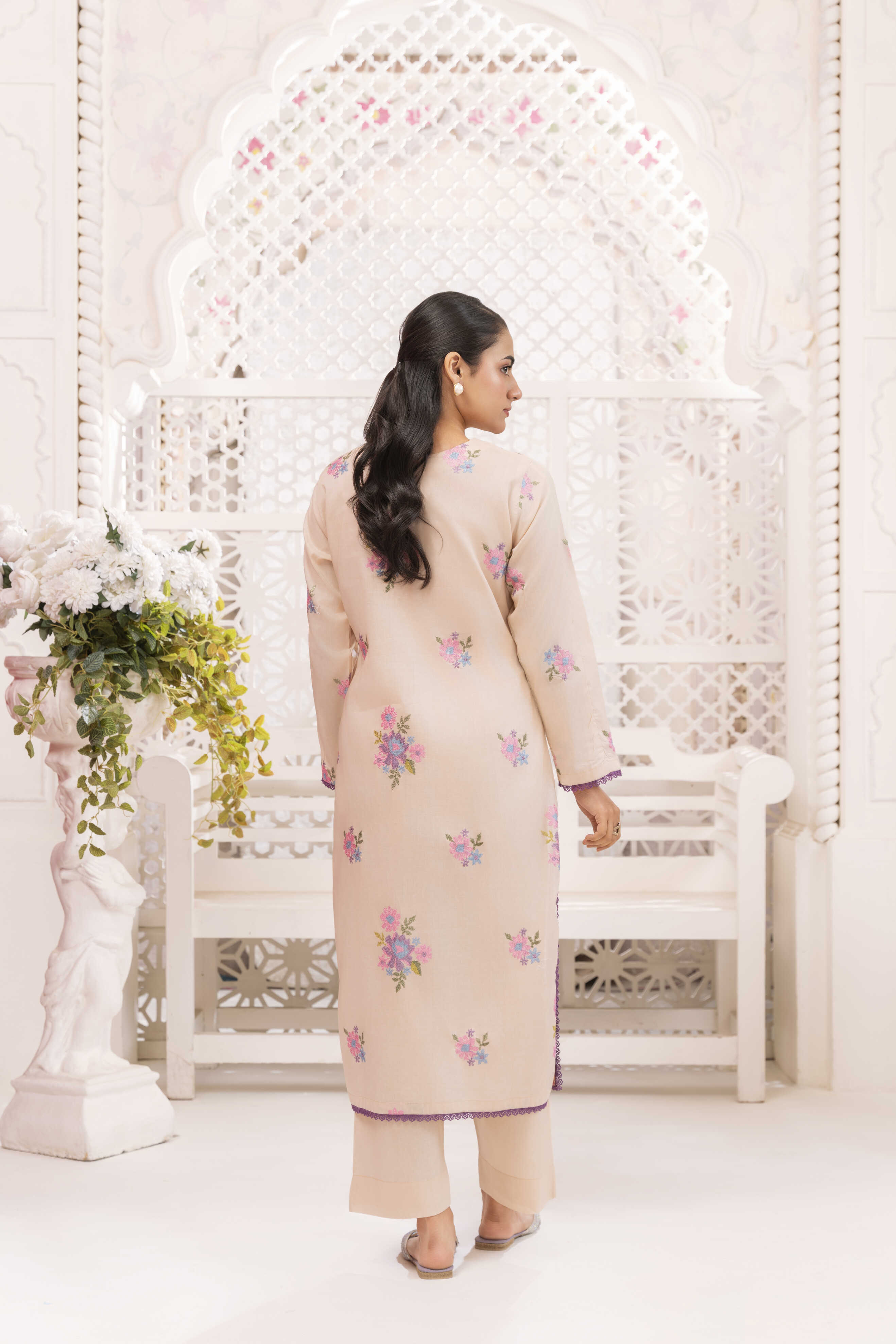 Dark Skin Embroidered Lawn