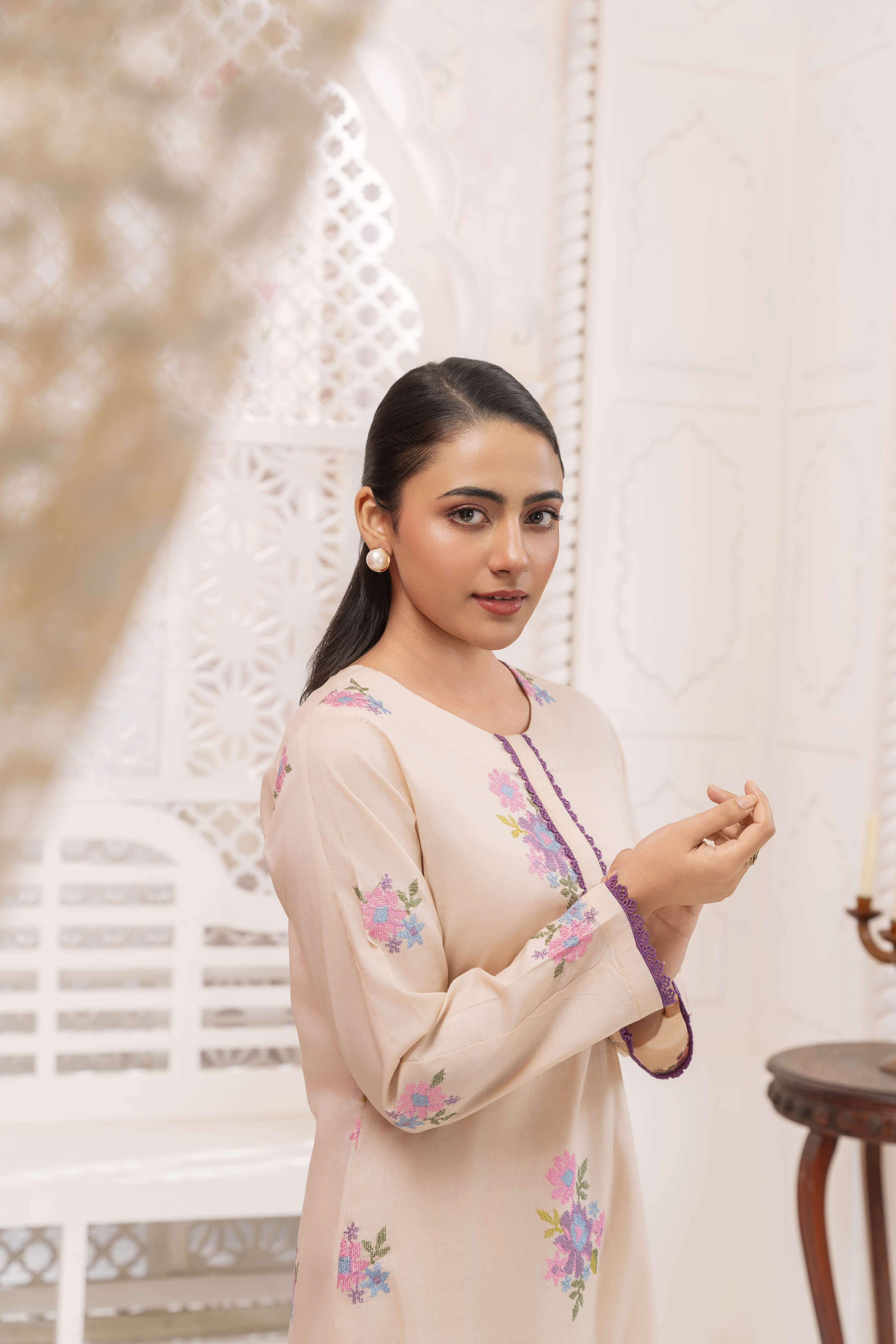 Dark Skin Embroidered Lawn