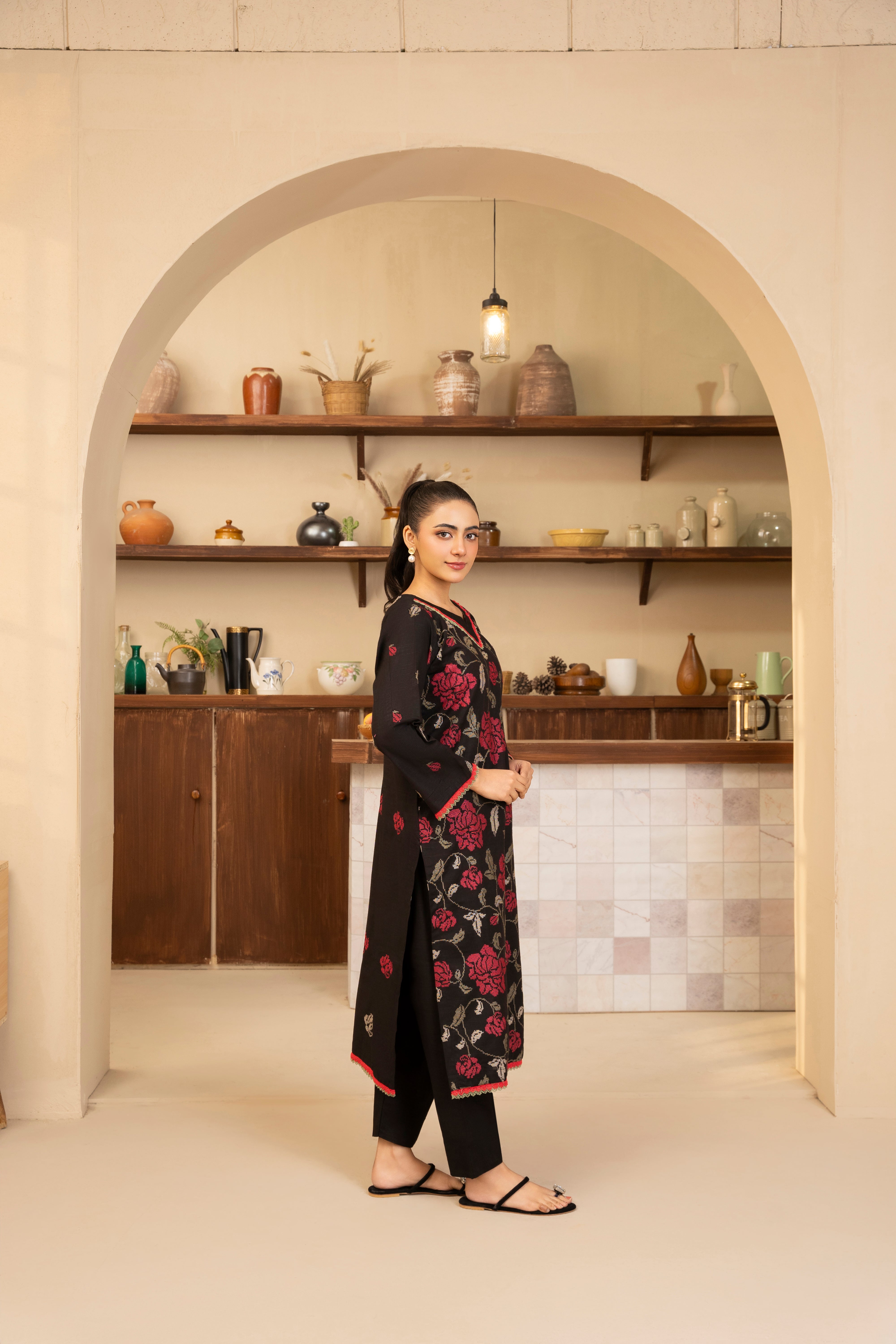 black Embroidered Lawn